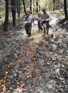 Running on a muddy trail Running on a muddy trail