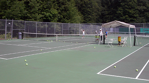 Tennis lesson in progress Tennis lesson in progress