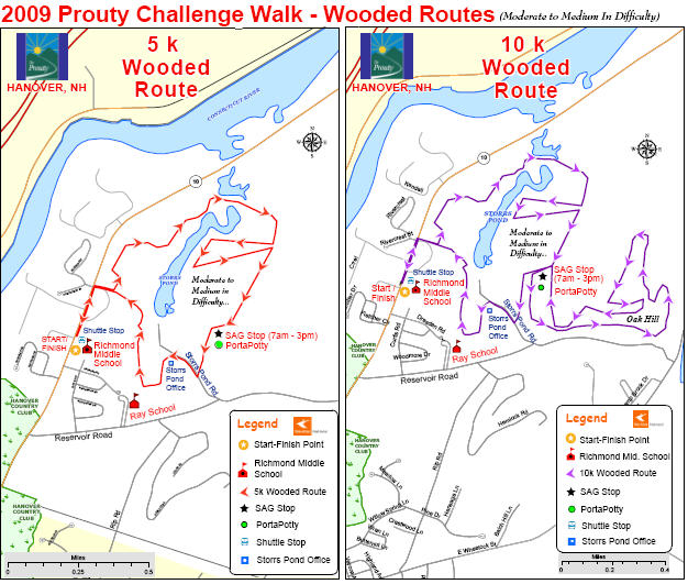 Trail map for 2009 Prouty "Wooded Walk"