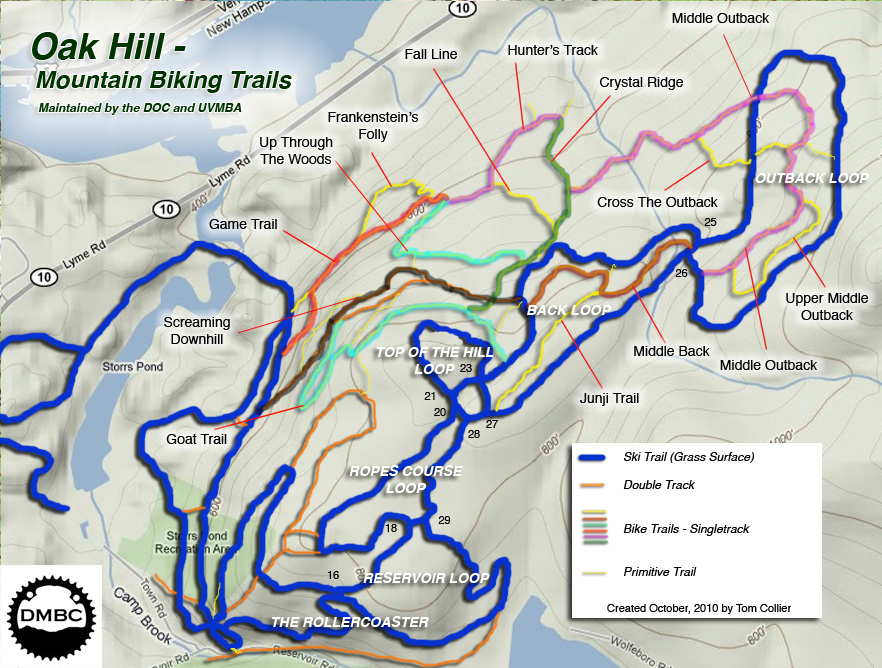 Oak Hill mountain bike trail map